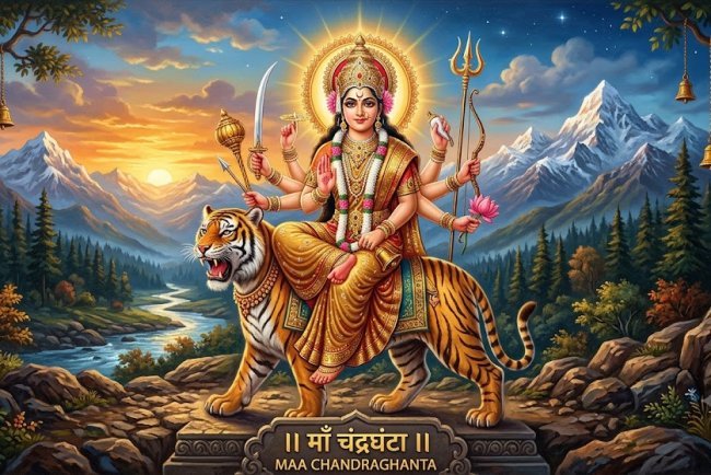 मां चंद्रघंटा के मस्तक पर क्यों है चंद्रमा? जानिए इस स्वरूप का अद्भुत धार्मिक महत्व