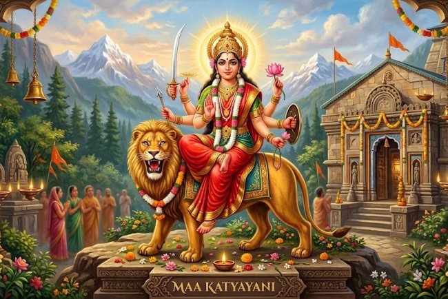 Why Is Maa Katyayani Worshipped on the Sixth Day of Navratri? Know Her Mythological Story, Religious Significance and Worship
